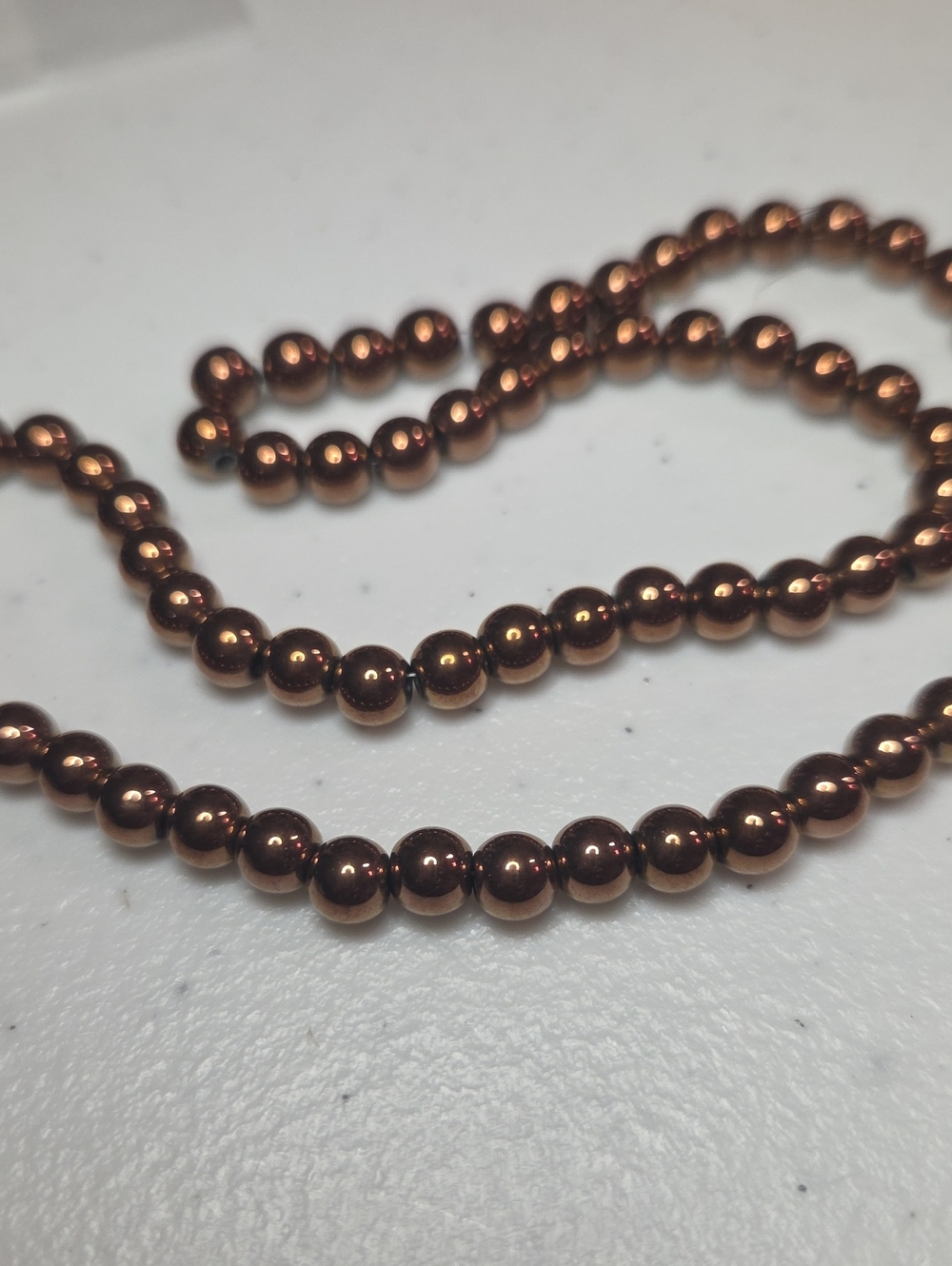 Copper Plated Hematite Bead Strand 6mm 15" Strand